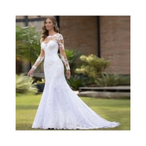 Vestido De Novia De encaje con espalda descubierta, traje Sexy De sirena, ilusión, cola De corte, 2023