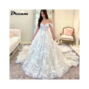 Vestidos de novia bohemios de princesa DREAM para mujer, sin hombros, escote Corazón, Apliques de encaje, vestido de novia, vest