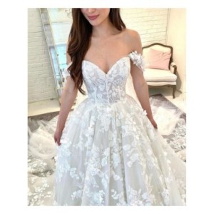 Vestidos de novia bohemios de princesa DREAM para mujer, sin hombros, escote Corazón, Apliques de encaje, vestido de novia, vest