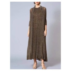 LANMREM-vestido plisado de 2 piezas para mujer, prenda de longitud media con cuello redondo, estilo elegante, ropa de moda femen