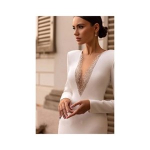 Vestidos De Novia sencillos De satén, Vestidos De Novia elegantes, Sexy, escote en V profundo, Espalda descubierta, largo hasta 