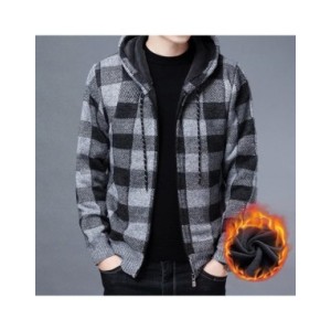 Suéter con capucha para hombre, Chaqueta de punto a cuadros de alta calidad, abrigo de invierno a la moda, ropa exterior masculi