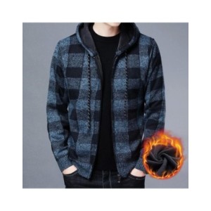 Suéter con capucha para hombre, Chaqueta de punto a cuadros de alta calidad, abrigo de invierno a la moda, ropa exterior masculi