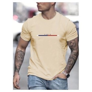 Camiseta de manga corta 100 de algodón para hombre, Camiseta holgada de París