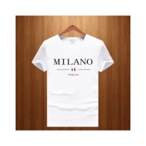 Camiseta de manga corta con estampado de letras de Milano para hombre, camisetas de lujo, ropa suelta de algodón puro, Tops suav