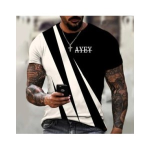 Camiseta con estampado 3D para hombre, camisa de cuello redondo de gran tamaño, holgada, informal, estilo Simple, Color blanco y