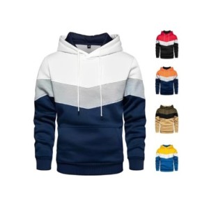 Sudadera con capucha de retazos para hombre, ropa deportiva informal para exteriores, Sudadera con capucha térmica de forro pola
