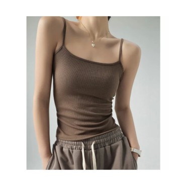 Camiseta básica sin mangas para mujer, Lisa camisola con tirantes finos, ajustada, de punto, venta al por mayor, Verano