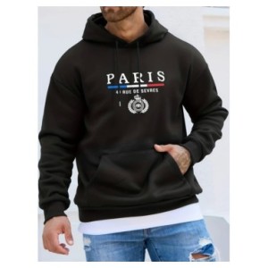 Suéter de manga larga con capucha de París para hombre, Otoño e Invierno