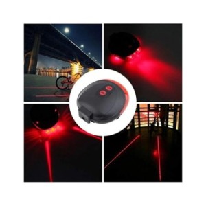 Luz trasera roja para bicicleta de montaña, luz láser intermitente de advertencia, piezas de ciclismo