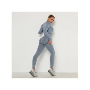 Conjunto de Yoga sin costuras para mujer, ropa deportiva de entrenamiento, Top corto de manga larga, Leggings de cintura alta, t