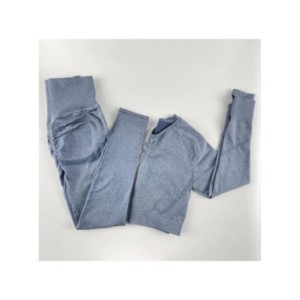 Conjunto de Yoga sin costuras para mujer, ropa deportiva de entrenamiento, Top corto de manga larga, Leggings de cintura alta, t