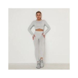 Conjuntos de Yoga de manga larga para mujer, ropa deportiva de entrenamiento para gimnasio, traje deportivo para Fitness, Leggin