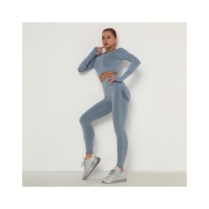 Conjuntos de Yoga de manga larga para mujer, ropa deportiva de entrenamiento para gimnasio, traje deportivo para Fitness, Leggin