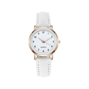 Reloj de pulsera con correa de cuero para mujer, cronógrafo sencillo de cuarzo con esfera pequeña, informal, a la moda, novedad