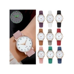 Reloj de pulsera con correa de cuero para mujer, cronógrafo sencillo de cuarzo con esfera pequeña, informal, a la moda, novedad