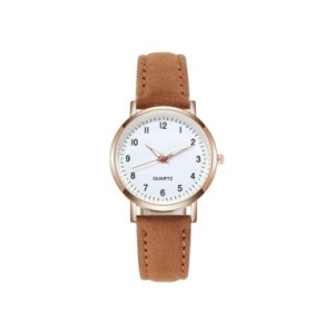 Reloj de pulsera con correa de cuero para mujer, cronógrafo sencillo de cuarzo con esfera pequeña, informal, a la moda, novedad