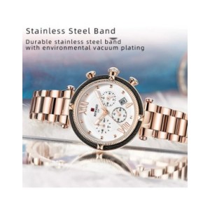 REWARD-Reloj de pulsera con correa de acero inoxidable para mujer, relojes de cuarzo, cronógrafo, calendario, resistente al agua