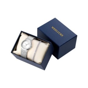 WEELUCKS reloj de moda para mujer, conjunto de reloj de joyería de diamante completo elegante, exquisito conjunto de regalo, rel