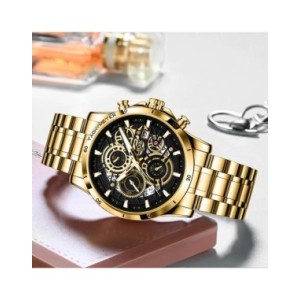 LIGE-Reloj de pulsera de cuarzo para mujer, accesorio deportivo de lujo, de acero creativo, color dorado, a la moda