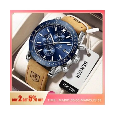 BENYAR- Relojes de marca de lujo para hombre, reloj masculino con correa de silicona, resistente al agua, de cuarzo, cronógrafo 