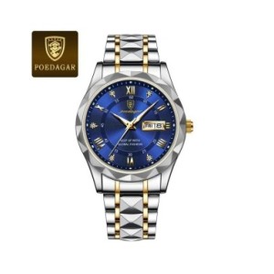POEDAGAR-reloj de pulsera de lujo para hombre, cronógrafo de cuarzo, de acero inoxidable, luminoso, resistente al agua, con fech