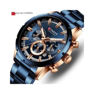 CURREN Reloj Lujoso para Hombre, Marca Superior, Cuarzo, Deportivo, Reloj Masculino, Acero Original, Impermeable, Cronógrafo de 