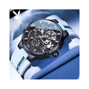 PLAYBOY-Reloj de pulsera luminoso para hombre, cronógrafo de cuarzo, informal, resistente al agua, de lujo, de alta calidad