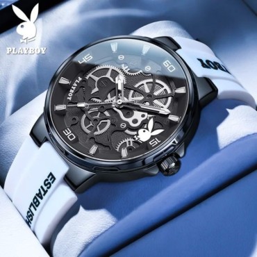PLAYBOY-Reloj de pulsera luminoso para hombre, cronógrafo de cuarzo, informal, resistente al agua, de lujo, de alta calidad