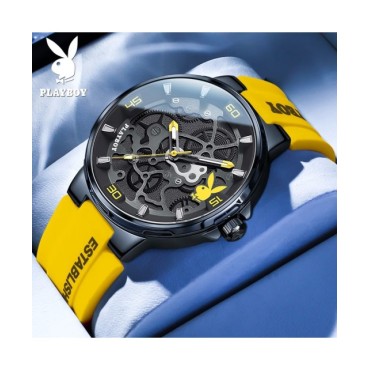PLAYBOY-Reloj de pulsera luminoso para hombre, cronógrafo de cuarzo, informal, resistente al agua, de lujo, de alta calidad