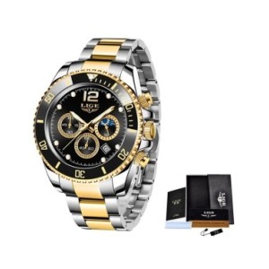LIGE-reloj analógico de acero inoxidable para hombre, accesorio de pulsera de cuarzo resistente al agua con cronógrafo, compleme