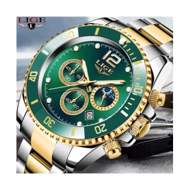 LIGE-reloj analógico de acero inoxidable para hombre, accesorio de pulsera de cuarzo resistente al agua con cronógrafo, compleme
