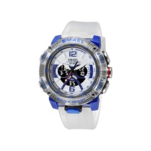 SMAEL-reloj deportivo para hombre, cronómetro analógico de cuarzo con pantalla Digital LED, resistente al agua, color verde y na