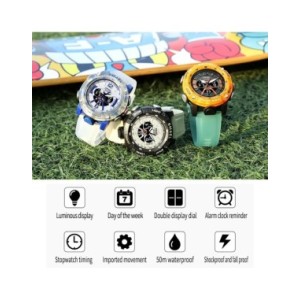 SMAEL-reloj deportivo para hombre, cronómetro analógico de cuarzo con pantalla Digital LED, resistente al agua, color verde y na