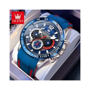OLEVS-reloj de cuarzo con correa de goma para hombre, cronógrafo Original, luminoso, resistente al agua, con fecha y semana