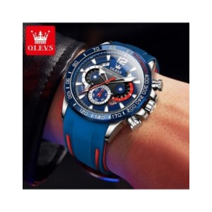 OLEVS-reloj de cuarzo con correa de goma para hombre, cronógrafo Original, luminoso, resistente al agua, con fecha y semana