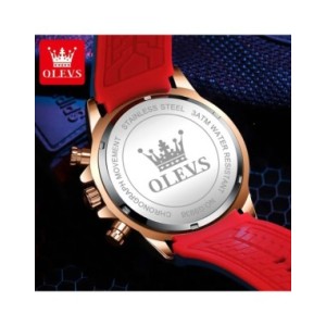 OLEVS-reloj de cuarzo con correa de goma para hombre, cronógrafo Original, luminoso, resistente al agua, con fecha y semana