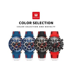 OLEVS-reloj de cuarzo con correa de goma para hombre, cronógrafo Original, luminoso, resistente al agua, con fecha y semana
