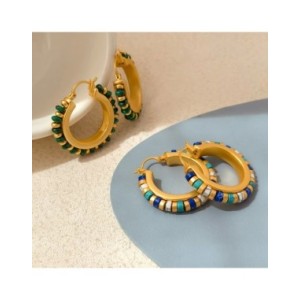 Pendientes de aro de piedras verdes para mujer, joyería Retro, diseño de lujo, alta calidad, latón, Metal, Color dorado, gran of