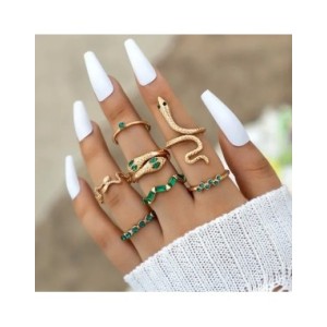 Juego de Anillos de cristal Vintage para mujer, anillo hueco geométrico de mariposa y Perla, joyería ajustable, joyería Funk