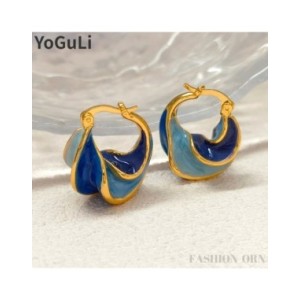 Pendientes azules geométricos de Metal de latón para niña y mujer, Joyería Moderna de diseño bonito, alta calidad, regalo de ten