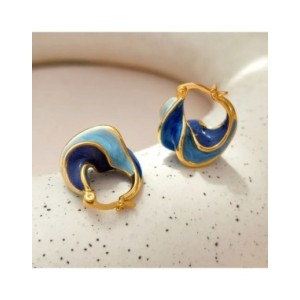 Pendientes azules geométricos de Metal de latón para niña y mujer, Joyería Moderna de diseño bonito, alta calidad, regalo de ten