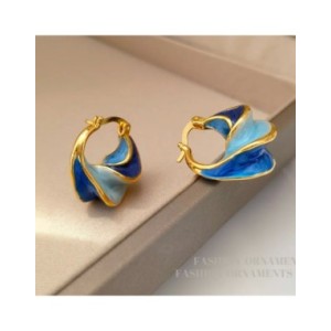 Pendientes azules geométricos de Metal de latón para niña y mujer, Joyería Moderna de diseño bonito, alta calidad, regalo de ten