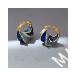 Pendientes azules geométricos de Metal de latón para niña y mujer, Joyería Moderna de diseño bonito, alta calidad, regalo de ten