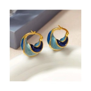 Pendientes azules geométricos de Metal de latón para niña y mujer, Joyería Moderna de diseño bonito, alta calidad, regalo de ten