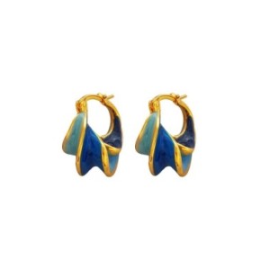 Pendientes azules geométricos de Metal de latón para niña y mujer, Joyería Moderna de diseño bonito, alta calidad, regalo de ten