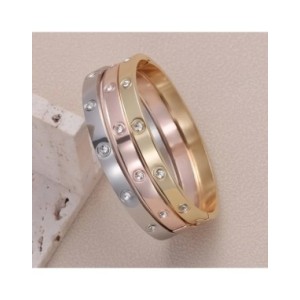 Pulseras de acero inoxidable, brazaletes para mujer, brazaletes para mujer, amor dorado, cristal, boda, regalos de joyería de lu