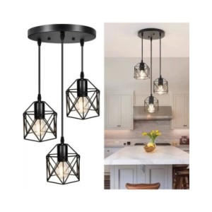 Lámpara colgante Led ajustable para techo, luminaria Industrial con jaula de Metal, iluminación para comedor de isla