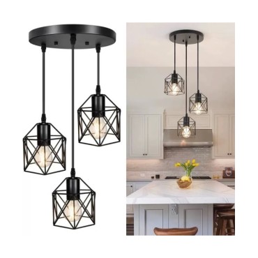 Lámpara colgante Led ajustable para techo, luminaria Industrial con jaula de Metal, iluminación para comedor de isla