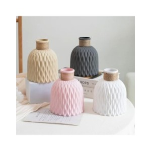 Jarrón de plástico ondulado para decoración del hogar, maceta de flores de estilo nórdico moderno, decoración de escritorio para